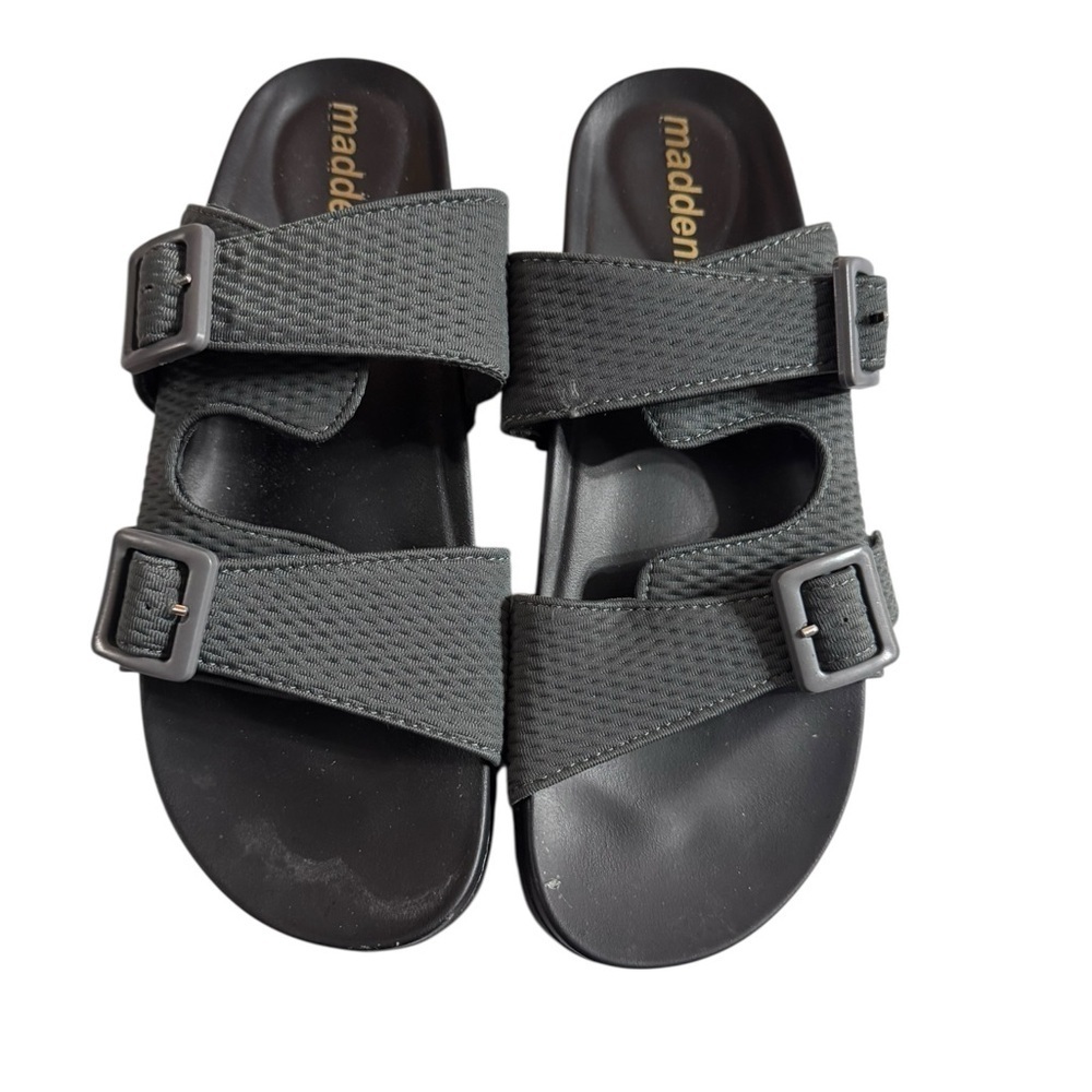 Madden Girl Sandals 2 strap stretch gray